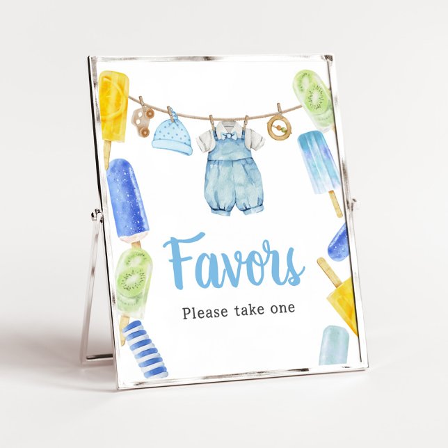 Poster Le Baby shower Popsicle de garçon Faveurs (Popsicle Baby Shower Favors Sign)