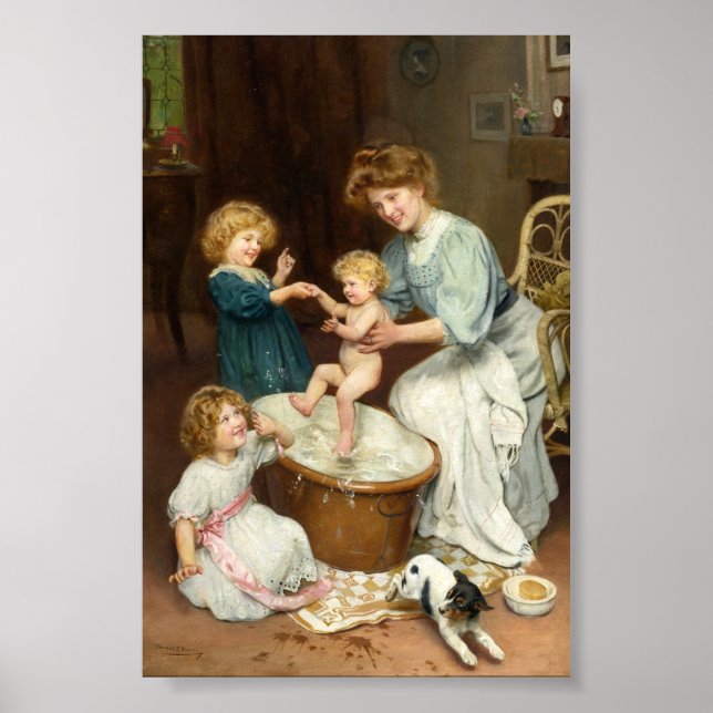 Poster Le bain de bébé | Arthur John Elsley (Devant)
