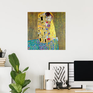 Poster Le baiser de Gustav Klimt, Art Nouveau Vintage