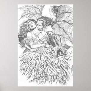 Poster Le baiser de Vampire par Al Rio - Vampire et art f