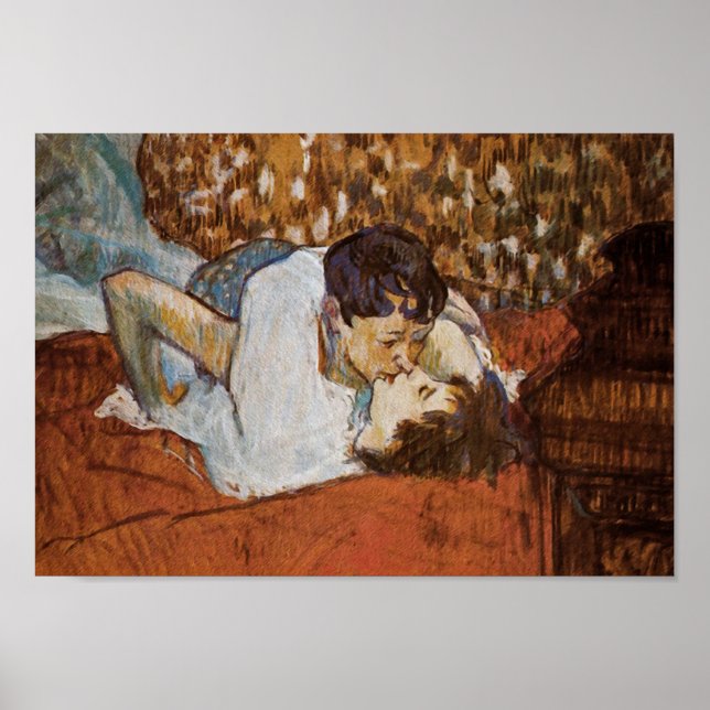 Poster Le baiser - par Henri de Toulouse-Lautrec (Devant)