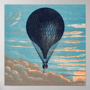 Poster Le Ballon Français Vintage Balloon Lithographe Imp