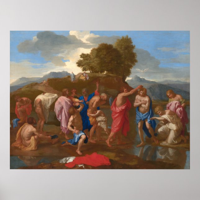Poster Le baptême du Christ - Nicolas Poussin Art (Devant)