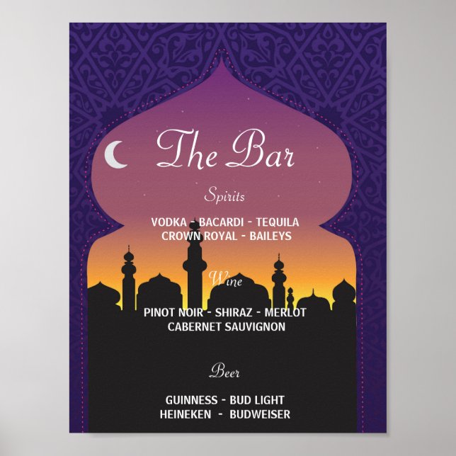 Poster Le Bar Arabian Party Signer Réception de mariage (Devant)