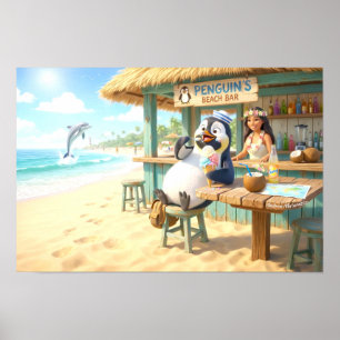 Poster Le bar de plage du pingouin