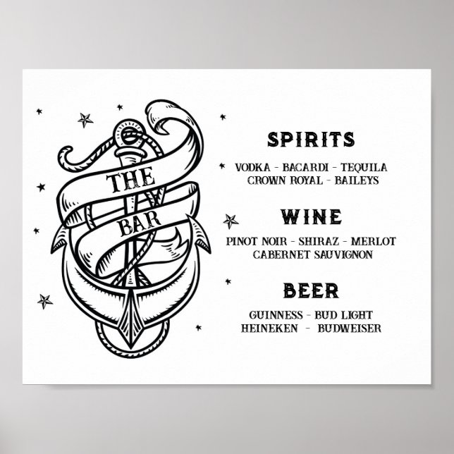 Poster Le Bar Mariage Ancre Traditionnelle De Tatouage (Devant)