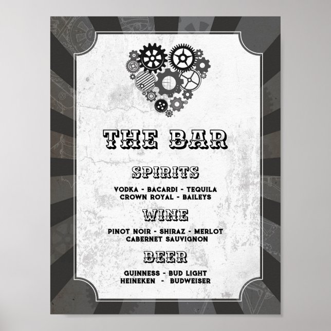 Poster Le Bar Mariage Steampunk Coeurs Mariages Coeurs Co (Devant)