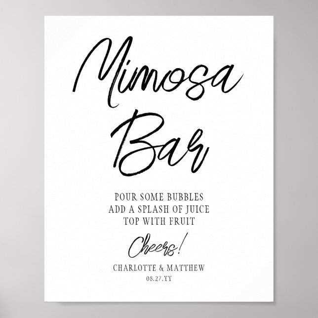 Poster Le Bar Mimosa Accueille Un Script Noir Et Écrit À  (Devant)