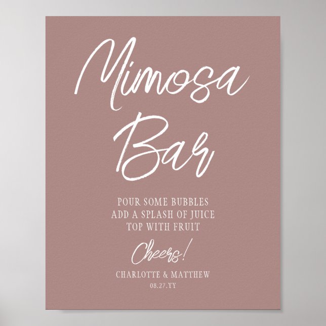 Poster Le bar Mimosa vous accueille dans un Rose moderne (Devant)