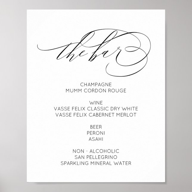 Poster Le Bar Sign moderne élégant minimaliste (Devant)