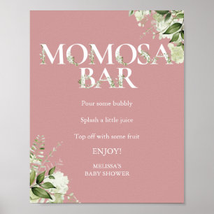 Poster Le bar verdoyant Momosa Dusty Rose Baby shower ros