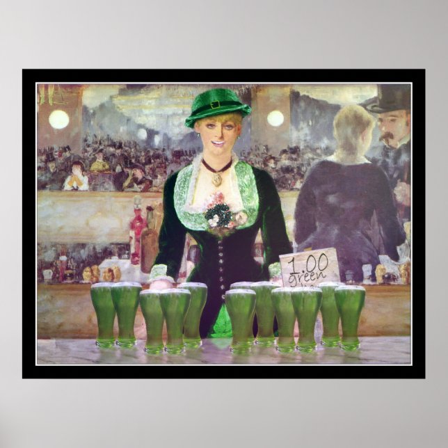 Poster Le barman vend 1 $ de bière verte (Devant)
