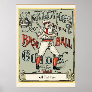 Poster Le base-ball vintage 1889 ajoutent le texte