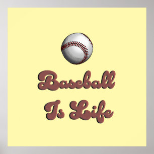 Poster Le Baseball Vintage est une Vie Rétro Écriture Ath