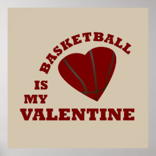 Poster le basket-ball est mon valentin