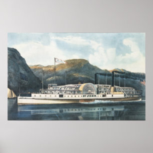 Poster Le bateau à vapeur Hudson River `St. John'