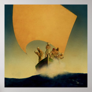 Poster « Le bateau pirate » par Maxfield Parrish