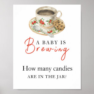 Poster Le bébé brasse du café Combien de bonbons