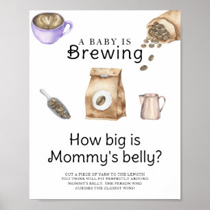 Poster Le bébé brasse du café La taille du ventre de mama