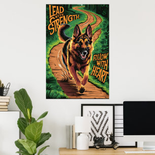 Poster Le Berger Allemand Mène Avec Force