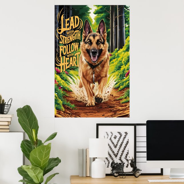 Poster Le Berger Allemand Traverse La Forêt (Bureau à domicile)