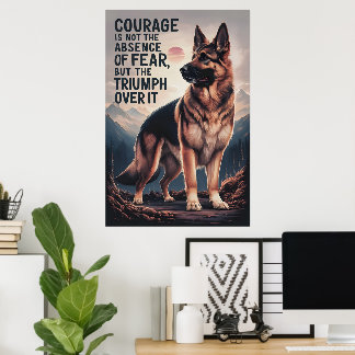 Poster Le berger allemand triomphe sur la peur