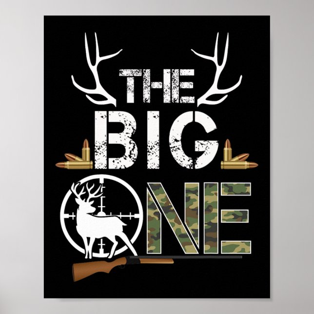 Poster Le Big One Birthday Boy Deer Hunter Camouflage 1s (Devant)