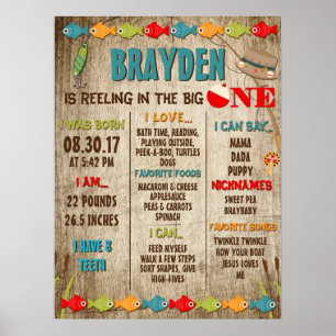 Poster Le Big One Fishing Thème 1er Anniversaire Jalon