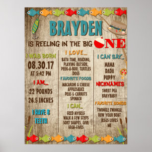 Poster Le Big One Fishing Thème 1er Anniversaire Jalon