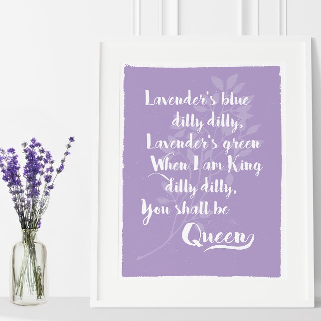 Poster Le bleu de la lavande ( The beloved English folk song and nursery rhyme from the 17th century on a charming lavender art.)