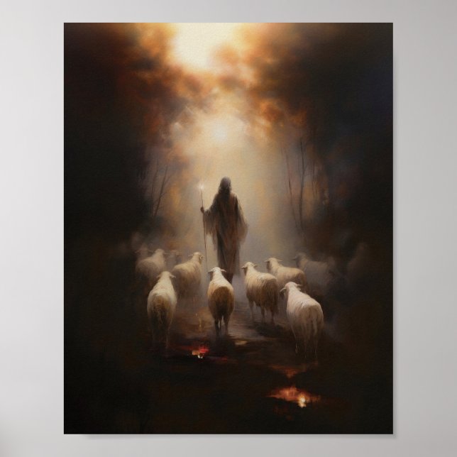 Poster Le bon berger - Dessin numérique Jésus (Devant)