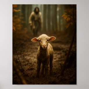 Poster Le Bon Berger et l'Agneau Perdu – Jésus & Agneau