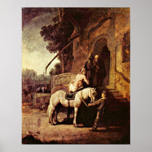 Poster Le bon samaritain par Rembrandt van Rijn