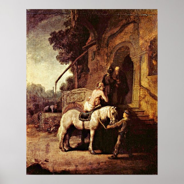 Poster Le bon samaritain par Rembrandt van Rijn (Devant)