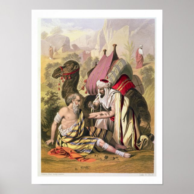 Poster Le Bon Samaritain, tiré d'une bible imprimée par E (Devant)