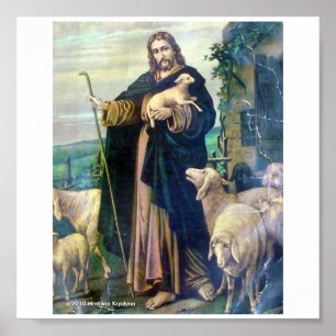 Poster LE BON SHEPHERD SUR CANVAS c.1900
