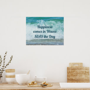 Poster Le bonheur arrive en mer des vagues