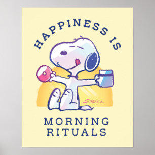 Poster Le bonheur, c'est les rituels du matin