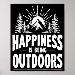 Poster Le bonheur est d'être à l'extérieur montagnes pins