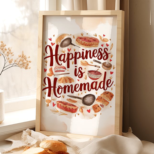 Poster Le bonheur est fait maison Cuisine Mur Art (Créateur téléchargé)