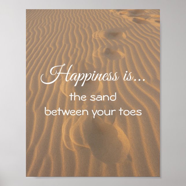 Poster Le bonheur est le sable entre vos orteils Citation (Devant)