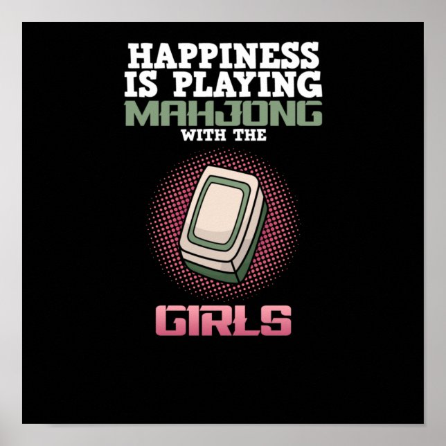 Poster Le Bonheur Joue Aux Jeux De Joueur De Mahjong (Devant)