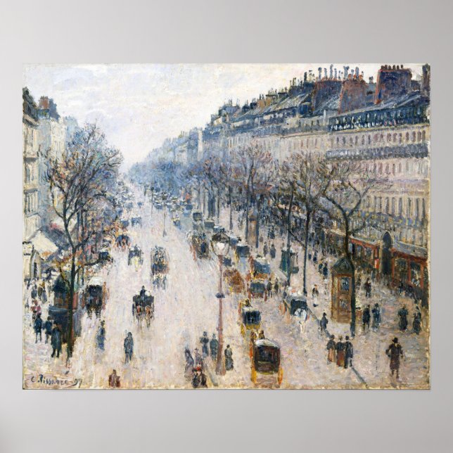 Poster Le boulevard Montmartre 1897 par Camille Pissarro (Devant)