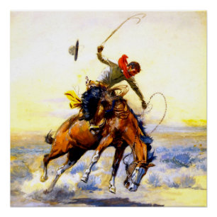 Poster "Le Bucker" Western Art de Charles M Russell