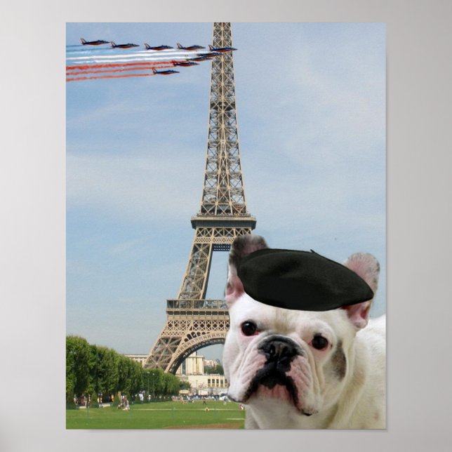 Poster Le bulldog français à Paris (Devant)