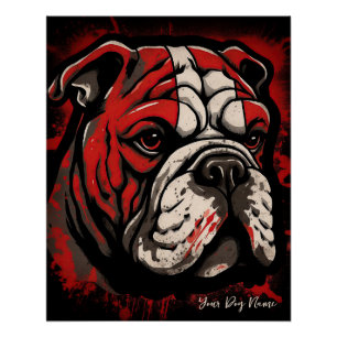 Poster Le Bulldog, rouge et noir 003 - Ulises Dallaire