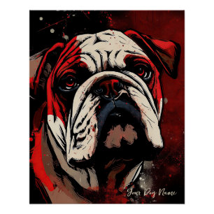 Poster Le Bulldog, rouge et noir 004 - Ulises Dallaire