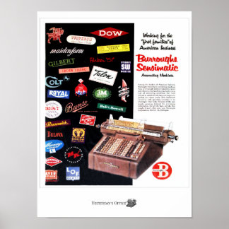 Poster Le bureau d'hier Burroughs Machines comptables
