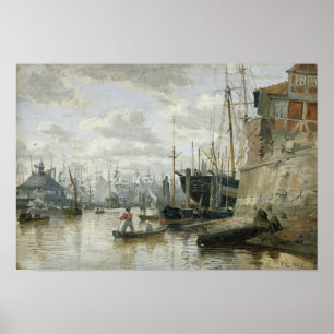 Poster Le Cabine de grumes au port de Hambourg, 1848