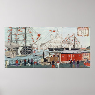 Poster Le cadeau de Perry de commodore d'un chemin de fer